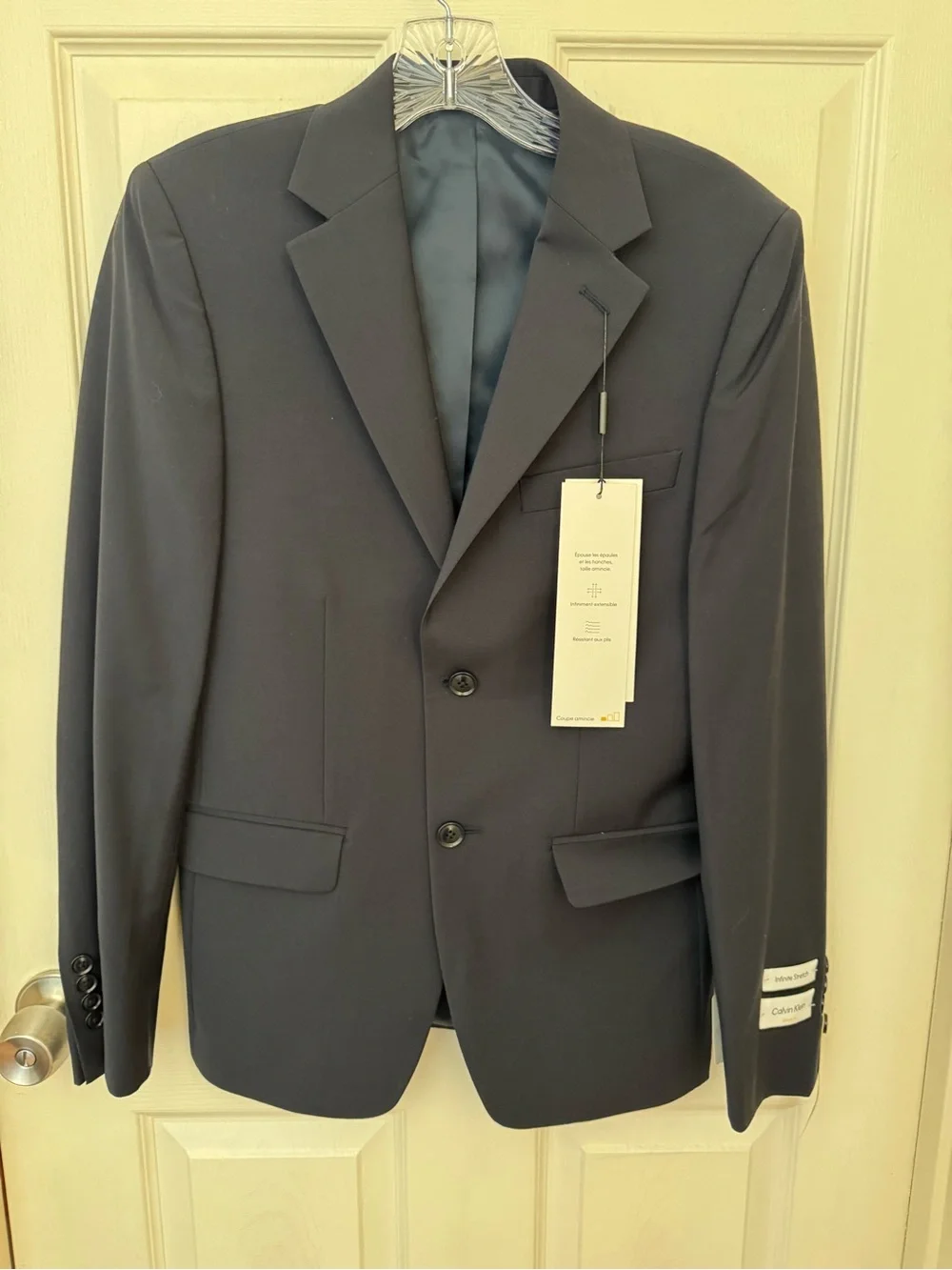 NWT Calvin Klein Men's Milo Skinny Fit Suit Jacket Navy Blue 36S Wool Blend